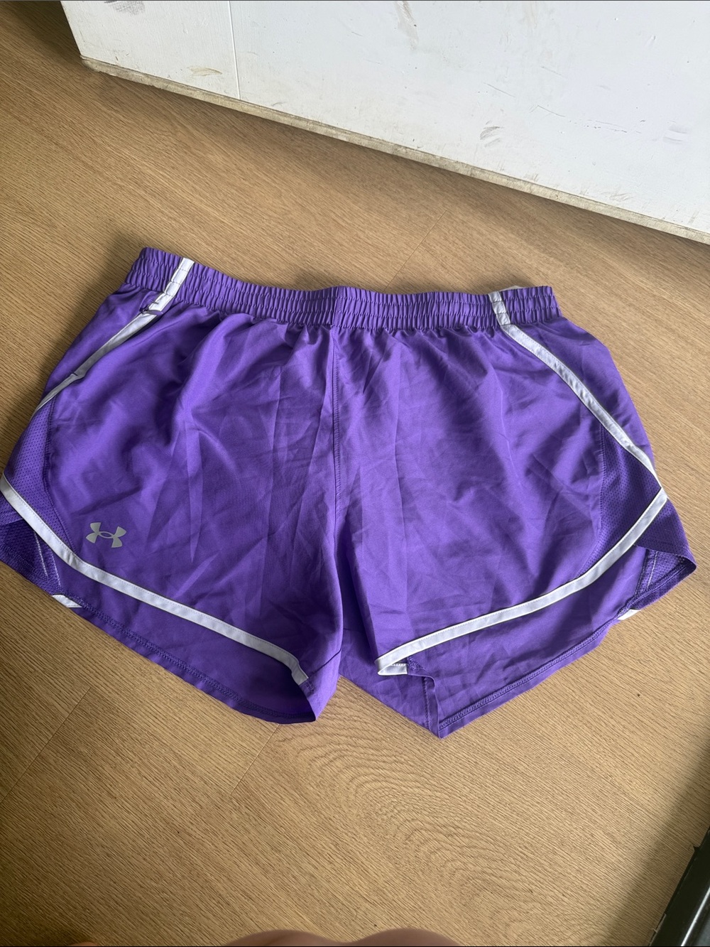 Under Armour Purple Women's Athletic Running Shorts with White Trim
